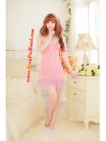 ชุดนอนเซ็กซี่ ชุดนอน ซีทรู ชุดนอนสายเดี่ยว สีชมพู ช่วงอก แต่งผ้าชมพูลายจุด ชายเล่นระบายชีฟอง 3ชั้น แบบชุดหวาน คุณหนู มากๆคะ สวยแนวใสๆ น่ากินมั่กๆ +G string เข้าชุดคะ