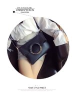 กระเป๋าสะพายข้างสีดำ กระเป๋าคลัชมือ แต่งห่วงทอง สวย แนว เท่ห์ๆคะ+กระเป๋าเล็ก ไซส์ลูก ด้านใน 2ชิ้น สุดคุ้ม สวยเก๋ มากคะ Size:ยาว29xสูง32xหนา4cm