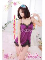 ชุดนอนเซ็กซี่ ชุดนอนสายเดี่ยว ซาตินสีม่วง แต่งขอบด้วยชีฟองสีดำ ชายเล่นระดับ แบบชุดสวยเปรี้ยวเซ็กซี่มากๆเลยคะ +G-string