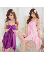 ชุดนอนซาติน ไสตล์คุณหนู สายเดี่ยวคุณหนูเนื้อผ้า ซาตินแต่งลูกไม้อก สีชมพูอ่อน ชายปล่อย กระโปรงแต่งชายเล่นระดับ แบบหรูๆคุณหนู ไฮโซมากๆคะ Free Size