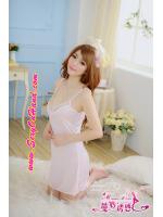 ชุดนอน สายเดี่ยว ชุดนอน เซ็กซี่ ผ้าซาติน สีชมพู สวยหวาน แต่งแถบลูกไม้ช่วงอก ผ้าบางเบา ไม่ถึงกับซีทรูคะ พร้อมจีสตริงเข้าชุด