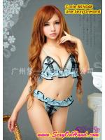 ดบิกินี่ Bikini ชุดทูพีซ ลูกไม้ซีทรู สีฟ้าคราม ขลิบขอบดำ แต่งสายแหวกหน้าอก กางเกงในแต่งระบายกระโปรงในตัว แต่งสายเก๋ๆ ช่วงเอว สวยเอ๊กซ์ เซ็กซี่ เปรี้ยวจี๊ดส์เข็ดฟัน เนื้อลูกไม้ เกรดพรีเมี่ยม สัมผัสนุ่มมากๆเลยคะ