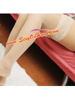 ถุงน่องเซ็กซี่ ถุงน่องซีทรู เนื้อบางเบา สีเนื้อ ขอบลูกไม้ หนา 3 นิ้ว สไตล์สาวปารีส สวยเซ็กซี่