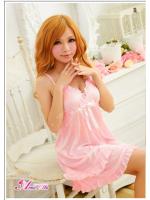ชุดนอน เซ็กซี่ ผ้ามัน สีชมพู Pearl Pink Slip