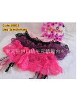 สายรัดถุงน่อง Stocking แต่งระบายลูกไม้ สีชมพูสด พร้อมG-string ในตัว Free Size สะโพก 32-40"