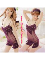 ชุดนอนเซ็กซี่ ชุดนอน ซีททรู ชุดนอนสายเดี่ยว ซีทรู แต่งลูกไม้ สีม่วง เนื้อผ้าเกรดไฮโซ เกรดหรู นุ่มลื่น ยืดหยุ่นได้มาก แต่งลูกไม้ช่วงอกและชาย แบบเซ็กซี่ ไฮโซมากมายเลยคะ