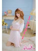 เซ็ทชุดนอนเซ็กซี่ ชุดคลุม นอน ผ้าซาติน พร้อมสายเดี่ยว สีชมพูบางเบา เข้าชุด (ชุดคลุม BR006P + สายเดี่ยวชมพู ST019P + จีสตริง)