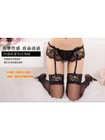 สายรัดถุงน่อง Stocking แต่งระบายลูกไม้ สีดำ พร้อมG-string ในตัว