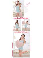 ชุดนอน คุณหนู ชุดนอนกางเกง ชุดนอน สายเดี่ยวแฟชั่น สีฟ้าอ่อน เนื้อผ้ายืด เนื้อCotton ผสมสเปนเด็กซ์ (Spandex) อย่างดี แบบชุดน่ารัก ใสๆหวานๆ แต่งเว้าชายพร้อมติดขอบระบาย เนื้อผ้ามีน้ำหนัก ทิ้งตัว นุ่มลื่น สวมใส่เย็นสบาย แบบชุดคุณหนูลุคหวานมากๆเลยคะ