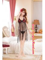 ชุดนอนเซ็กซี่ ชุดนอน วาบหวิว ชุดนอน ซีทรู แบบผูกคอ แต่งลูกไม้ดำ พื้นแดงช่วงอก ตัวชุดแต่งเชือกทำริ้วๆ ระย้า สีดำ เป็นตัวกระโปรง แบบสวยเปรี้ยว เซ็กซี่ อย่าบอกใครเลยคะ ＋พร้อมจีสตริง ซีทรูลูกไม้ สีดำ-แดง แบบเดียวกับช่วงอกเข้าชุด นะคะ