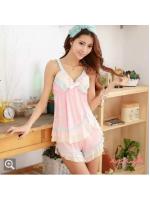 ชุดนอนเซ็กซี่ ชุดนอน กางเกง ชุดนอน คุณหนูสีลูกกวาด พาสเทลชมพู อ่อน สไตล์เจ้าหญิง แต่งระบายสายและช่วงอก ไล่โทนสีเหลืองอ่อน ชมพู ฟ้า ชายเสื้อเล่นระดับและตัวกางเกงแต่งระบาย และเล่นระดับ สวยหวาน มั่กๆคะ ขนาดชุด Free Size
