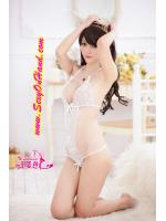 ชุดเซ็กซี่ ชุดวันพีซ เซ็กซี่ ซีทรู ลูกไม้ขาว ทั้งตัว แต่งริบบิ้น สวย เซ็กซี่สุดๆคะ