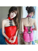 ชุดเซ็กซี่ ชุดซีทรู ลูกไม้ แต่งปก กระดุมจีนและแถบลูกไม้ ช่วงอก สไตล์กี่เพ้า สาวหมวยอินเตอร์ เนื้อผ้าลูกไม้นุ่ม ใส่สบาย +G string เข้าชุดคะ