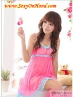 ชุดนอนเซ็กซี่ ซีทรู เบาๆ สีชมพู แต่งระบายขอบช่วงอก ด้วยระบายสีฟ้าน้ำทะเล สวยใสๆ น่ารัก สไตล์สาวน้อยช่างฝัน เป็นซีทรูเบาๆ ไม่โป๊ะมากนะคะ +G-string สีเข้าชุด