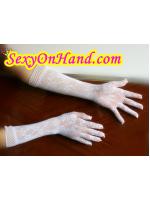 ถุงมือ ลูกไม้ ขอบตาข่าย สีขาว สำหรับแต่งเข้าชุดแฟนซี ชุดคอสเพลย์ ชุดเซ็กซี่ เนื้อเส้นใหญ่ยืดหยุ่นได้สูงมากๆคะ