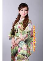 ดคลุม กิโมโน ยาว แบบญี่ปุ่น แท้ๆ เนื้่อผ้าไหม ซาติน ชุดสีเขียว เหลือบทอง ลายใบไม้ เหลือง-ทอง งานเย็บอย่างดี ตัวโบว์สำเร็จด้านหลังมีแผ่นหนุนรองโบว์ (ปรับระดับสายได้คะ) แบบกิโมโนญี่ปุ่นแท้ๆ เลยคะ งานประณีต ทุกจุด สินค้าเกรด พรีเมี่ยม AAA