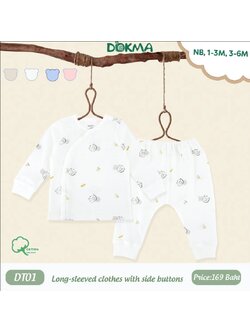 DOKMA Kids เสื้อแขนยาว-กระดุมป้าย 1-3 M cotton