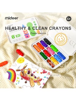 Mideer Peas Crayons สีเทียน 8 สี ไม่มีกลิ่น ไม่มีสารเคมีอันตราย