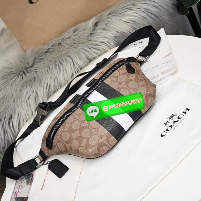 Coach GRADE BELT BAG IN SIGNATURE CANVAS (COACH C1411) Signature coated canvas and refined calf leather| Inside multifunction pocket| Zip closure, fabric lining| Outside zip pocket| Adjustable strap for wear at waist