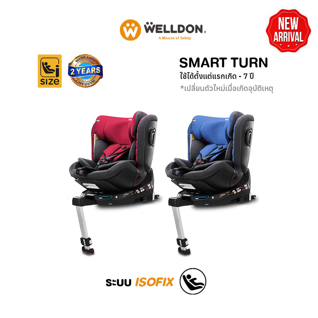 Welldon รุ่น SMART TURN Ultra (แรกเกิด - 7 ปี) i-size หมุนได้ 360 องศา ระบบ Safety แบบ Digital