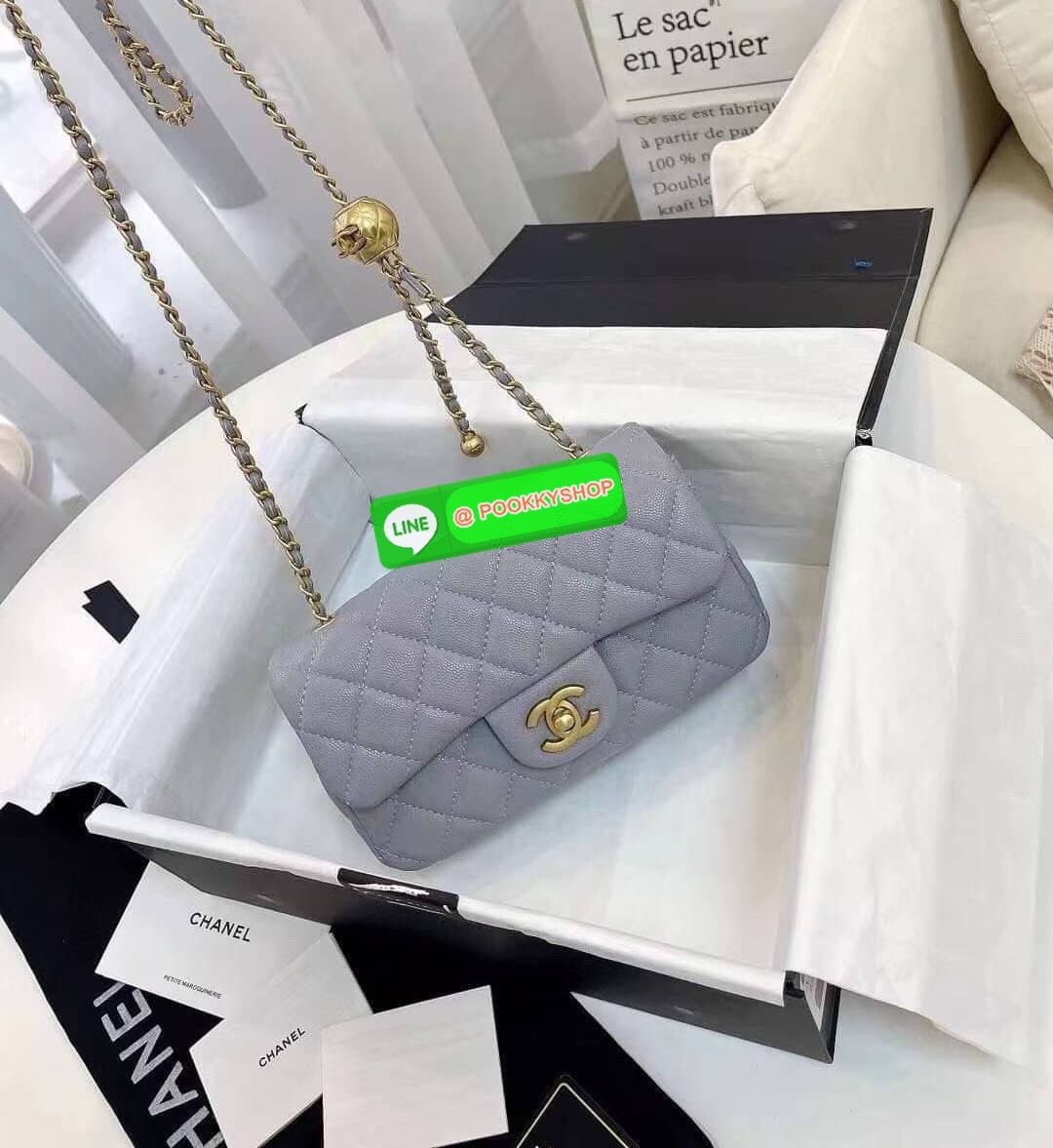 Chanel MINI FLAP BAG CAVIAR Leather GOlD tone hardware