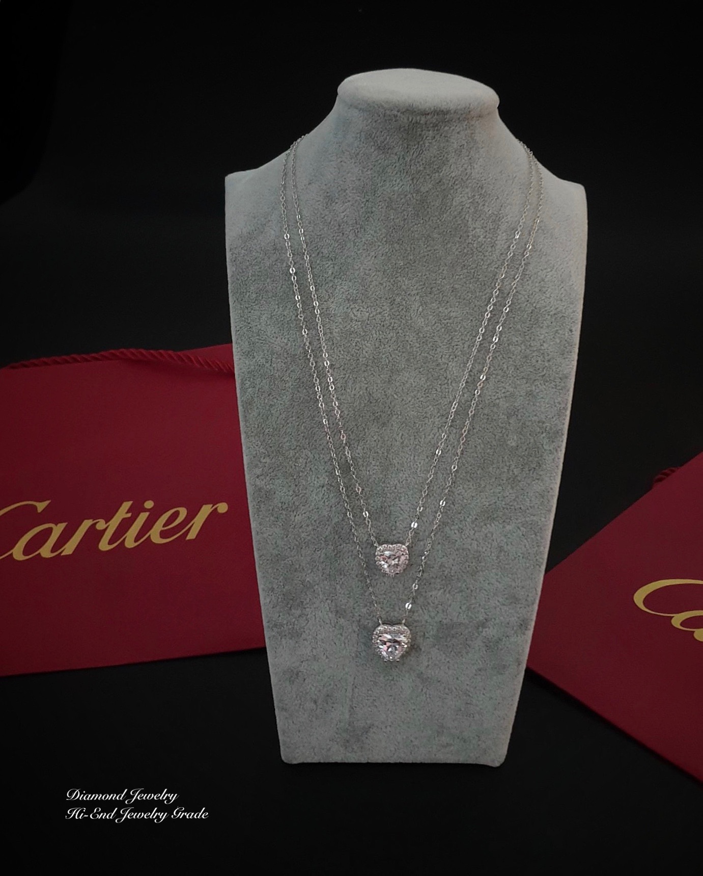 New Arrival !!!!!!! Cartier Love Diamond Necklace สร้อยคอเพชร CZ แท้ ดีไซส์หัวใจคู่น่าร๊าาาากกกก ที่สุดค่ะ ใส่ออกมาน่ารักมากๆๆๆๆๆพูดเลย งานหัวใจล้อมเพชร รุ่นนี้เพชรคัดเกรด 8AAA เหลี่ยมเยอะ อย่างดี เพชรเกรดดีที่สุด เพชรเล่นไฟแสบตาเลยค่ะ งานสั่งผลิตอย่างดี