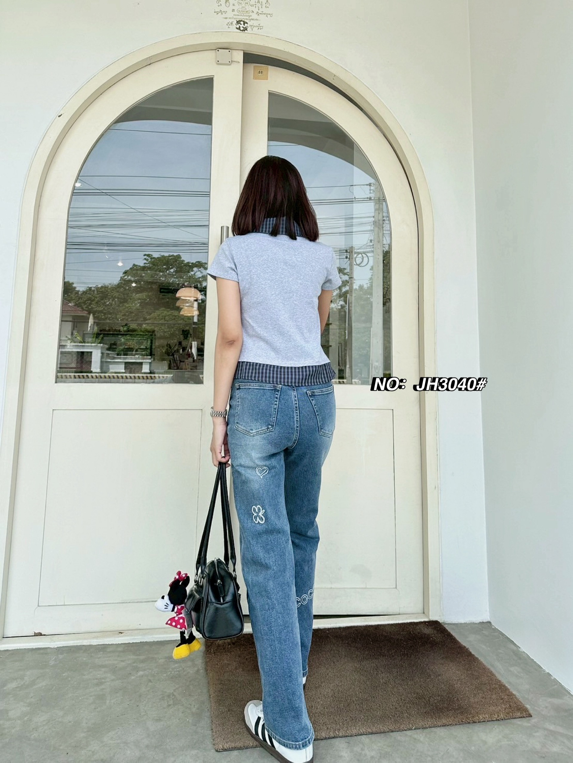 กางเกงแฟชั่น No.JH3040# - กางเกงยีนส์ขากระบอก งานสวยจริงๆ ไม่ว่าเนื้อผ้า ทั้งสีและทรง สวยไปหมดเลยค่า