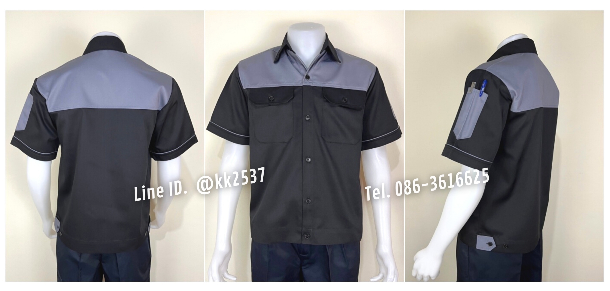 รหัส A 248 เสื้อช่างแขนสั้นแบบกรมอกเทา(สั่งตัด)