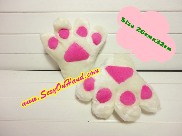 ถุงมือ แมวเหมียว สีขาว ถุงมือคอสเพลย์ ถุงมือแมว ใส่ได้ทั้งเด็กและผู้ใหญ่ Size 22x26cm