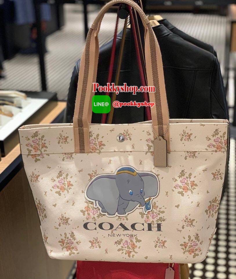 Coach DISNEY X COACH TOTE WITH ROSE BOUQUET PRINT AND THUMPER (COACH 91116) SV/MIDNIGHT MULTI