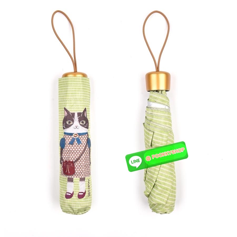 kusuguru Japan ร่มพับมีผ้าคลุม กันแดด กันฝน ป้องกันรังสียูวี สำหรับผู้หญิง ร่มพับ Parlor Suzuran-do