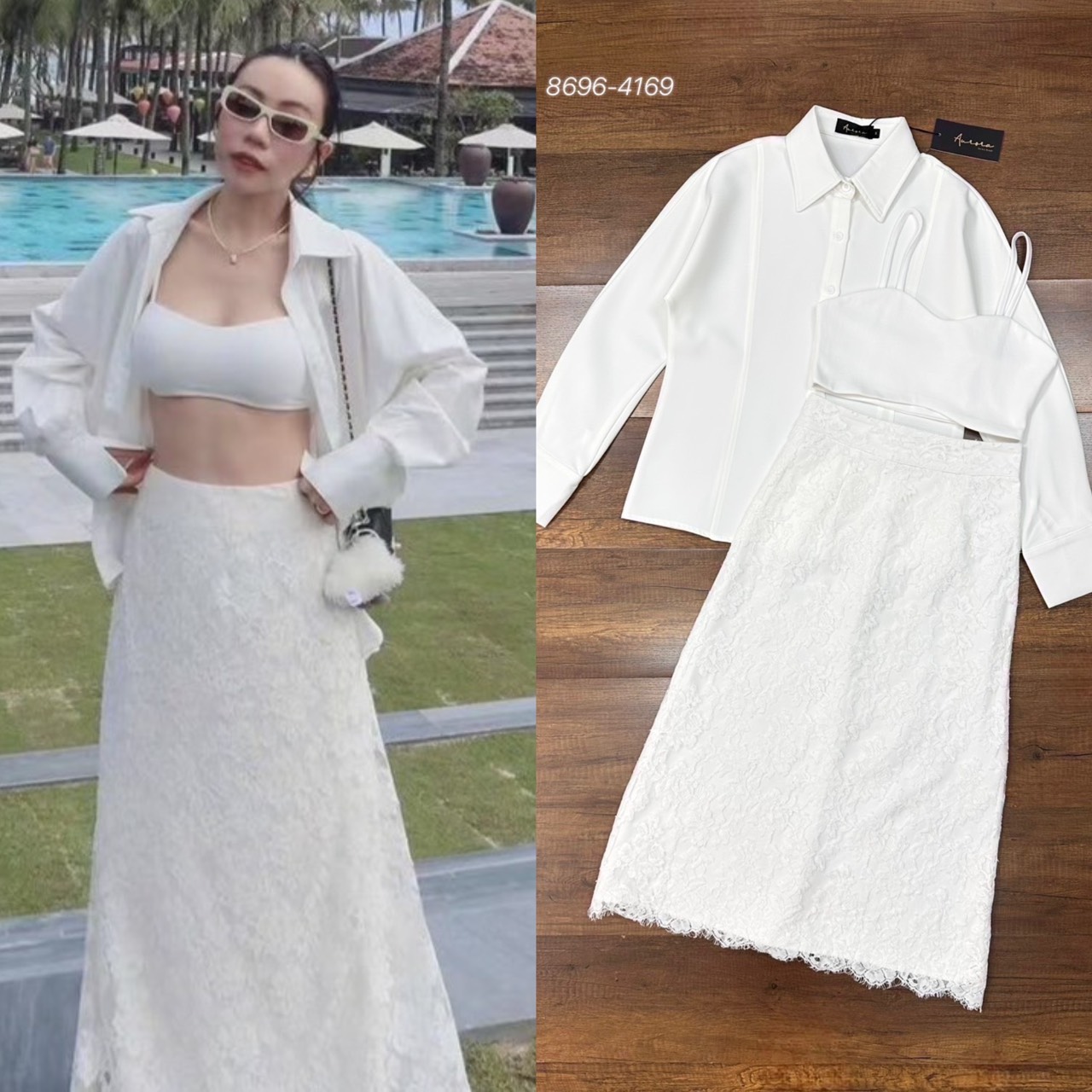 ชุดเซทแฟชั่น Set 3ชิ้น(เสื้อคลุม+ตัวใน+กระโปรง) : Setเสื้อคลุมทรงเชิ้ต