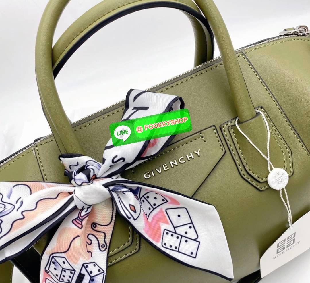 Givenchy Antigona small bag calf leather matte finish two rounded top handles gold-tone logo lettering adjustable detachable shoulder strap tonal stitching top zip fastening silver-tone hardware