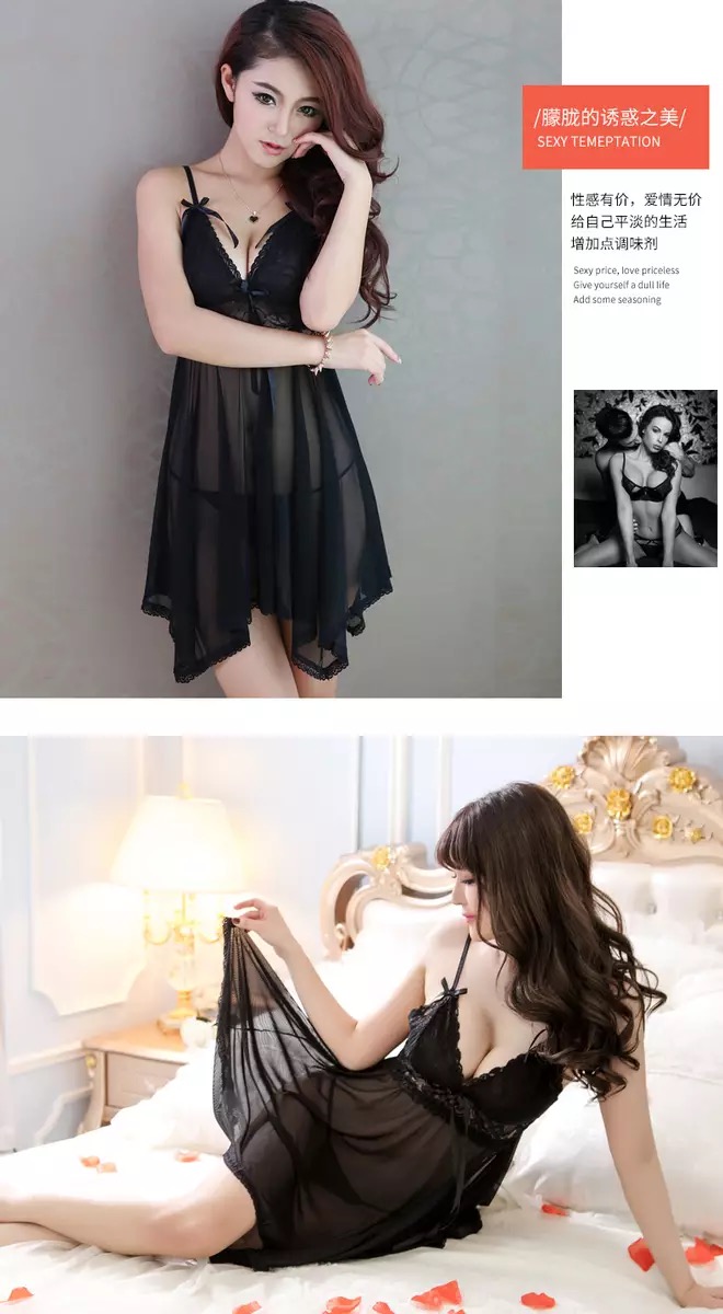 ชุดนอนเซ็กซี่ ชุดนอนซีทรู แต่งลูกไม้ ช่วงอก ชายเล่นระดับ เนื้อผ้าเกรดพรีเมี่ยม ทิ้งตัว สวยหรู มากคะ +G-string เข้าชุดคะ