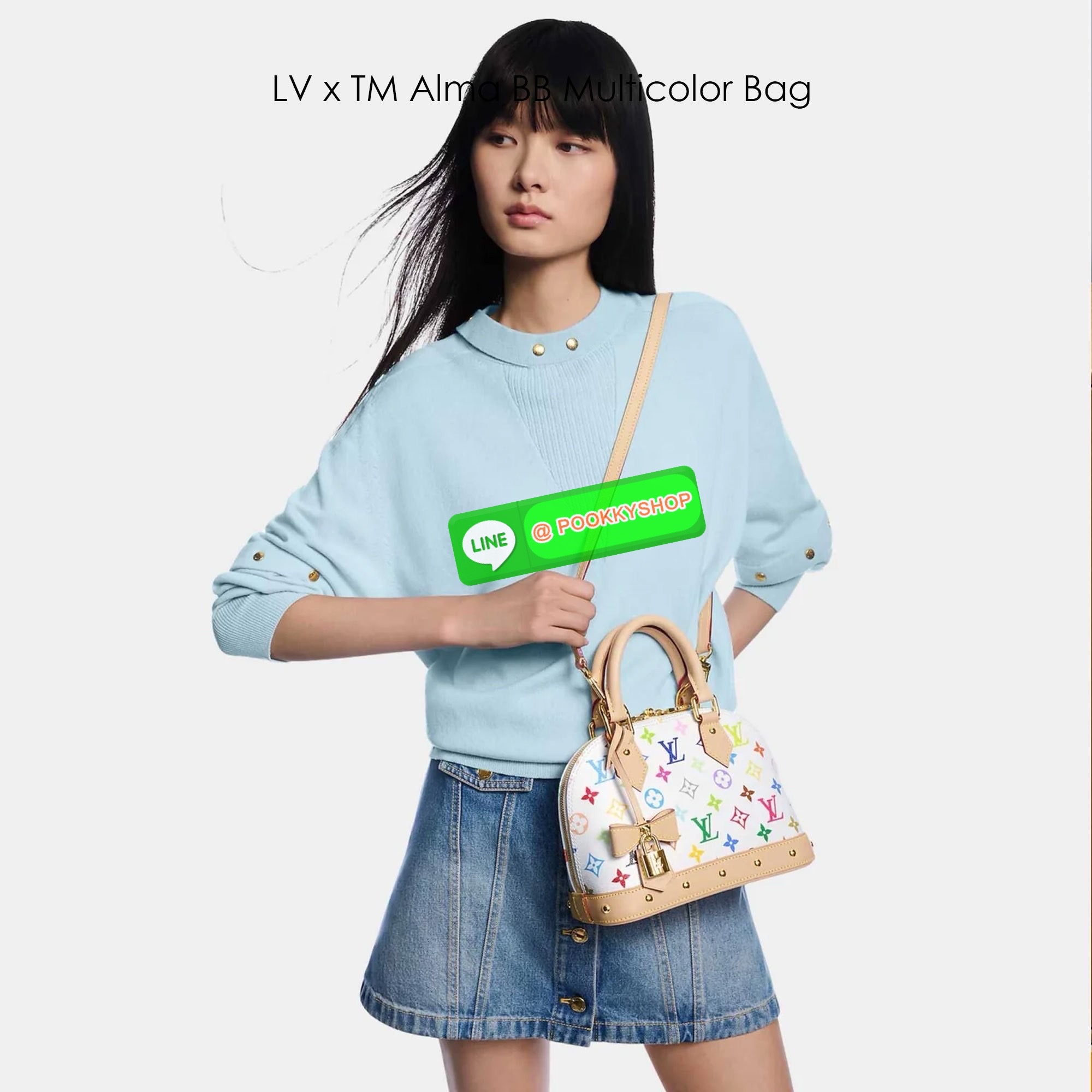 LV x TM Alma BB Multicolor Bag กระเป๋าทรงโดมสุดฮิต ดีไซน์ใหม่ต้อนรับฤดูร้อน โดดเด่นด้วยการตกแต่งลายพิมพ์ โทนสีสดใสสะดุดตา ที่สาวๆตามหา สวยสะพายขับผิว อัพลุคไฮน์ที่สุด ขนาดกำลังดี เรียบ ดูหรู หูจับในตัวทำให้ใช้งานได้สะดวก และมีสายครอสสะพายข้างให้ เปิด-ปิดด