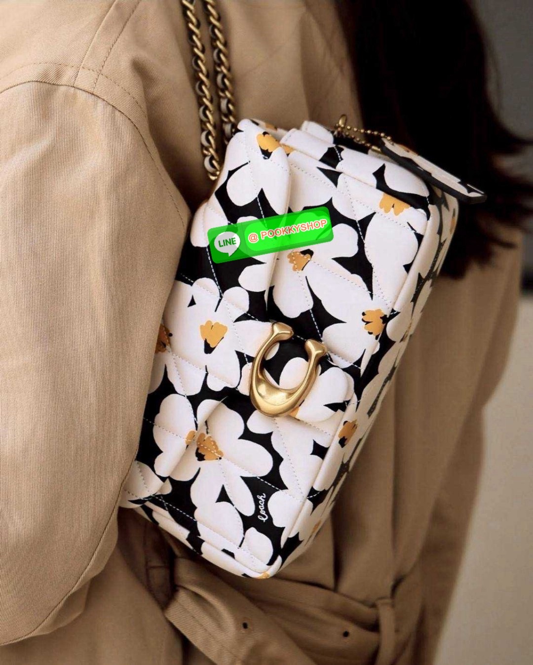 COACH CR702 TABBY SHOULDER BAG 20 WITH QUILTING AND FLORAL PRINT 🔆 Details ไอเท็มใหม่ สวยเกินเรื่องไปมาก! ดีไซน์ลวดลายดอกไม้สดใสตัดกับโทนสีคลาสสิคได้อย่างลงตัว