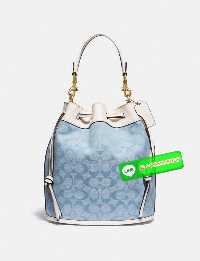 NEW IN HOT ITEM >>ทรงฮิต ติดจรวด หลงรักกันแทบทุกราย😍>>COACH FIELD BUCKET BAG IN SIGNATURE CHAMBRAY (C4693)🍁กระเป๋าสะพายข้างทรงขนมจีบ ทรงสวยมากมาย//วัสดุผ้าทอลาย signature โดดเด่นสียีนส์ ตัดกับขอบหนังแท้คุณภาพ >>มี 2 สายสะ