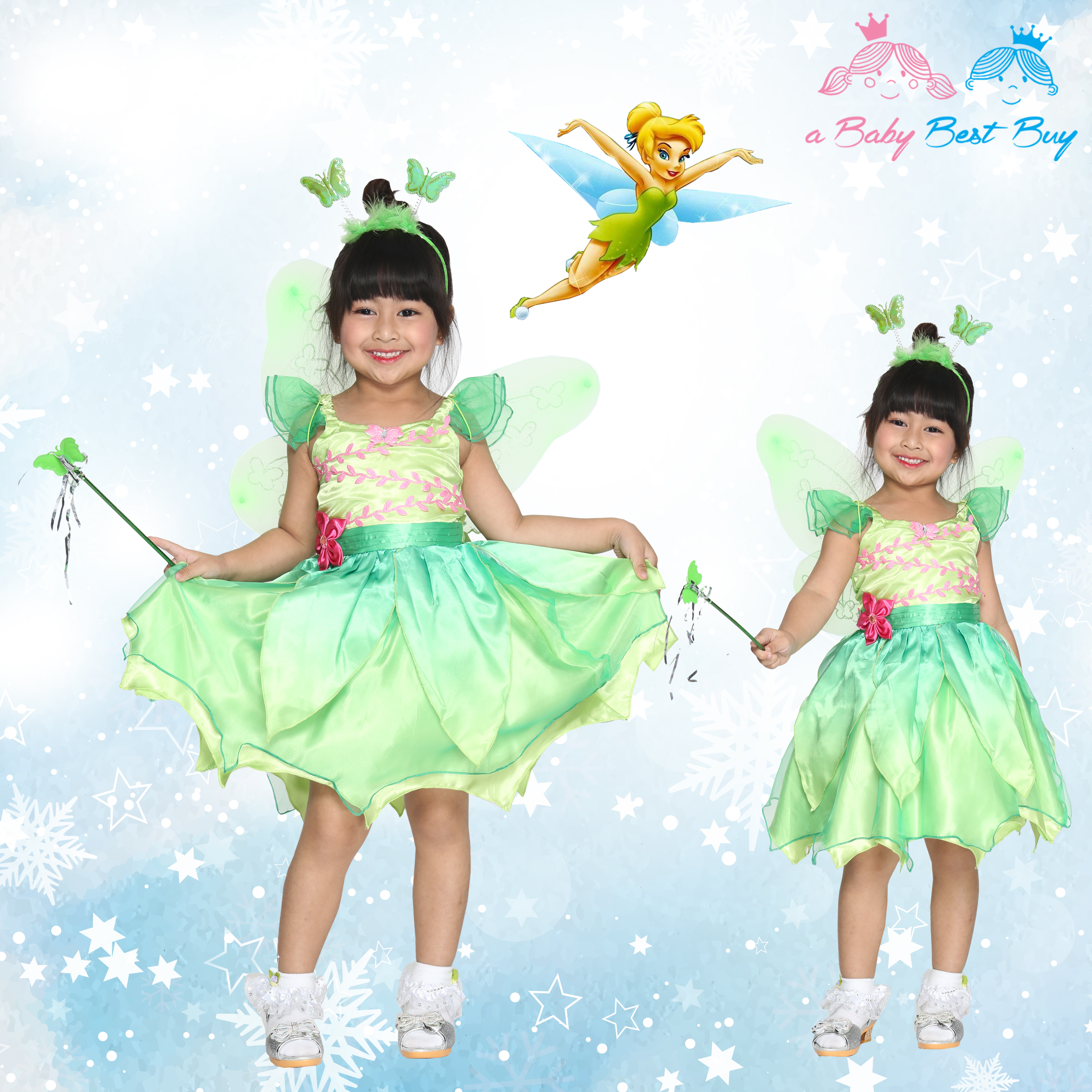 #ชุดเดรส ชุดแฟนซี Tinker Bell เจ้าหญิง ทิงเกอร์เบล ชุดแฟนซีเจ้าหญิง ผ้าดี ใส่สบาย (สำหรับเด็กอายุ 2-10 ปี)