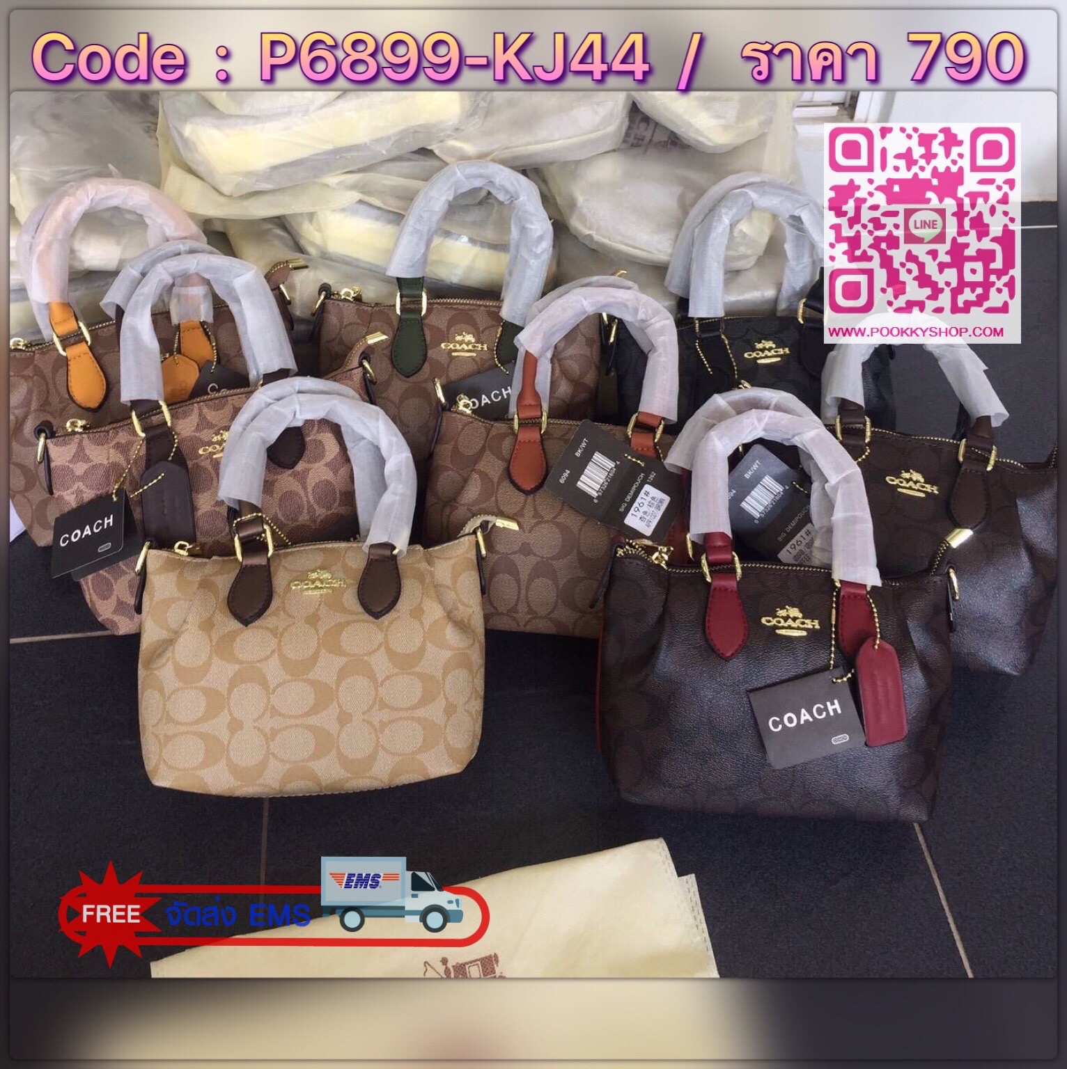 Coach New เกรดท็อปมิลเลอร์ กระเป๋าถือ สะพายข้าง งานวัสดุเกรดมิลเลอร์ทั้งใบ งานปั้ม เป๊ะทุกจุด ติดโลโก้ Coach ถุงผ้าปั้มเเบร์น coach ซับในบุผ้าพิมพ์ลายโค้ช มีสายยาวปรับได้ ขนาดกำลังน่ารัก รุ่นนี้ขายไวมากจ้า