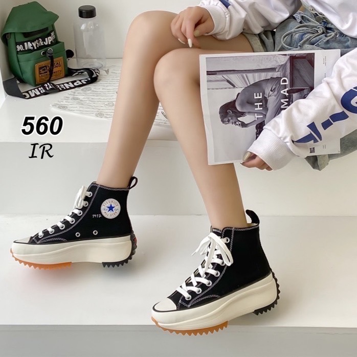 แบบขายดี!! พร้อมส่ง ผ้าใบรุ่นใหม่สไตล์converse รุ่นเสริมส้นหุ้มข้อ ที่เกาหลีฮิตมากค่ะรุ่นนี้ ใส่เก๋ เท่ และทำให้ดูสูงขึ้น เสริมส้น 2 นิ้ว กันลื่นงานดี แนะนำค่า