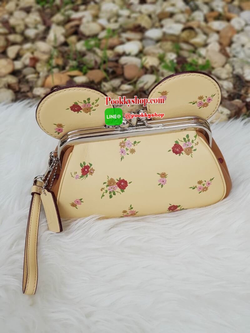 พร้อมส่ง COACH F29360 คม. KISSLOCK WRISTLET WITH FLORAL MIX PRINT AND MINNIE MOUSE EARS