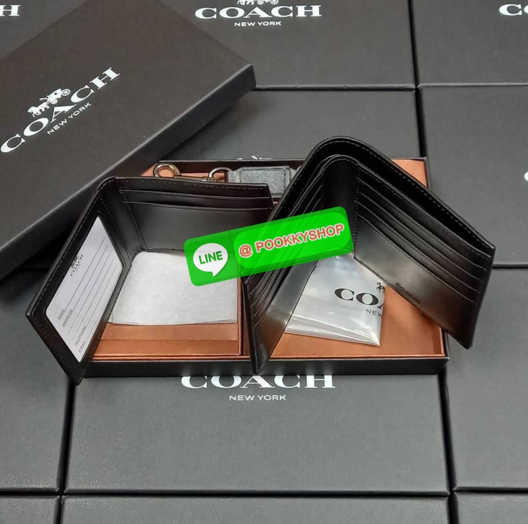 NEW IN💥>>มีกันหรือยัง ใช้แล้วหล่อมากน้า😎//>>COACH 3-IN-1 WALLET WITH VARSITY STRIPE WITH KEY FOB LIMITED BOX (COACH F24649)🍁กระเป๋าสตางค์ มี ID ใบลูก สำหรับใส่บัตรแยก มีพวงกุญแจ ใช้แล้วดูหล่อสุดๆ🔸️**จะใช้เอง หรื