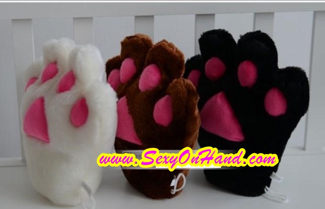 ถุงมือ แมวเหมียว สีขาว ถุงมือคอสเพลย์ ถุงมือแมว ใส่ได้ทั้งเด็กและผู้ใหญ่ Size 22x26cm