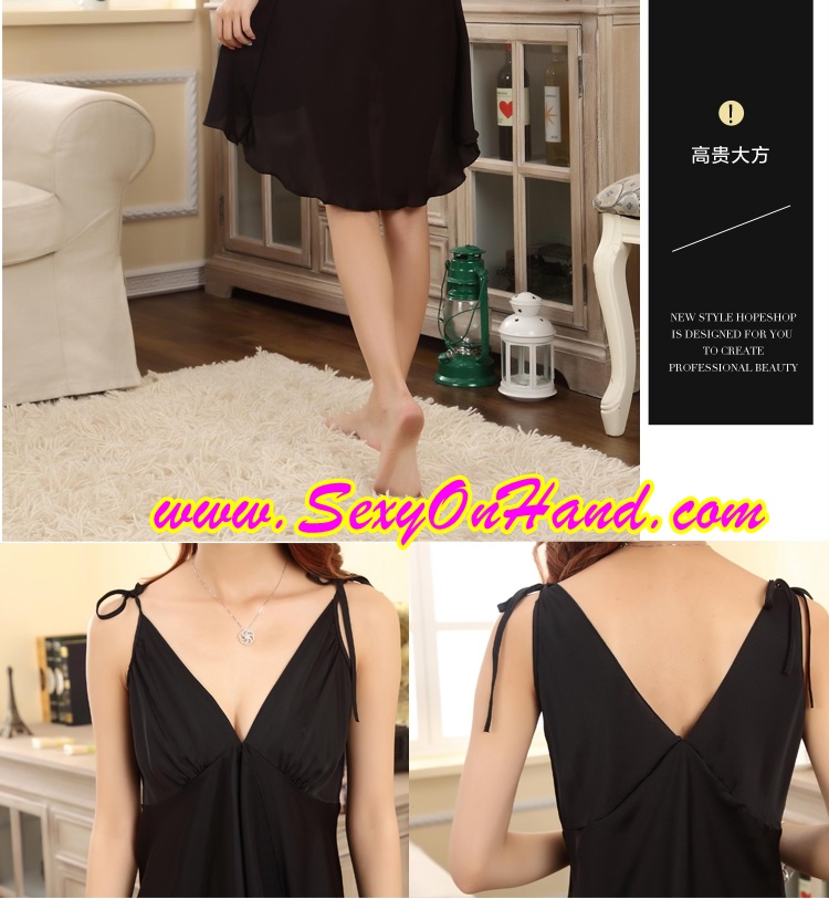 ชุดนอนสายเดี่ยว เซ็กซี่ สีดำ ชุดนอนผ้าไหม สีดำ แต่งซ้อนทบด้านหน้า ด้านในซ้อนลูกไม้เซ็กซี่ ซีทรู แบบมัดใหล่ สวยเซ็กซี่ มากคะ