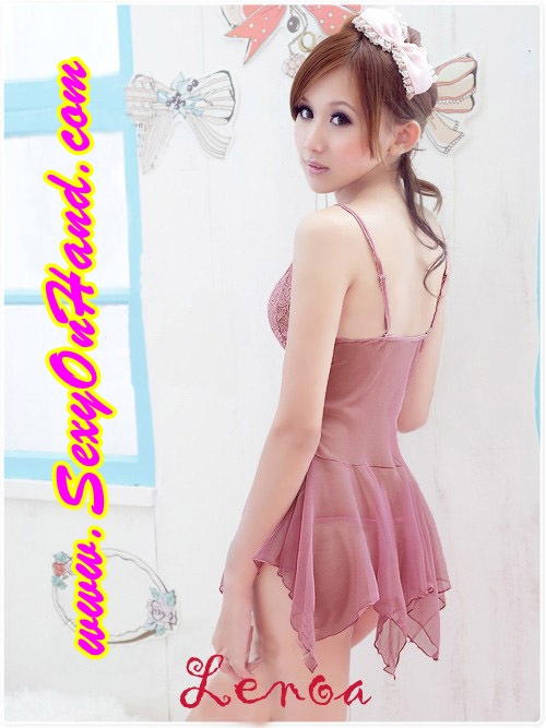 ชุดนอน เซ็กซี่ ชุดนอน ผ้าซีทรู ชุดนอนสายเดี่ยว ผ้าบางเบา สีเบจเข้ม (ชมพูออกม่วงกะปิอ่อนๆ) ชายเล่นระดับ เพิ่มความเซ็กซี่ ช่วงอกแต่งลูกไม้ สีเดียวกับตัวชุด +จีสตริงเข้าชุดกันคะ