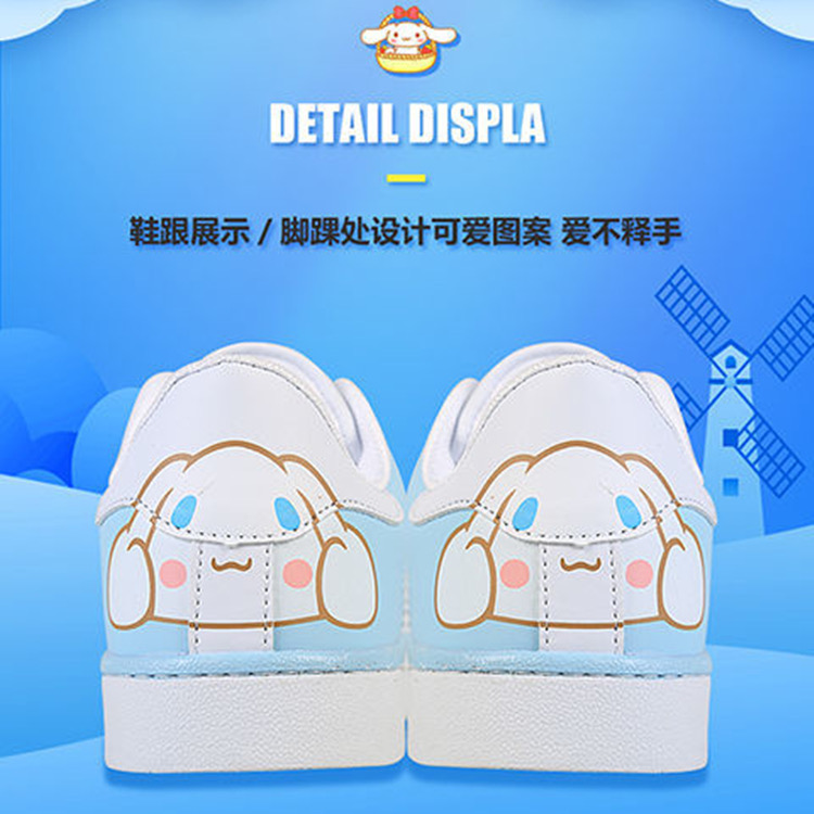 รองเท้าผ้าใบหนังหุ้มข้อ สกรีนลายน่ารัก พื้นนิ่ม ใส่สบาย