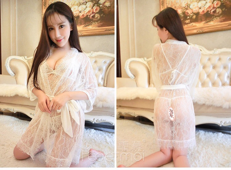 เซ็ทชุดคลุม ลูกไม้ ชุดคลุม ซีทรู สีขาว+ Bikini ลูกไม้สีขาวเข้าชุด เนื้อผ้า ลูกไม้สวย หรูเซ็กซี่มากคะ