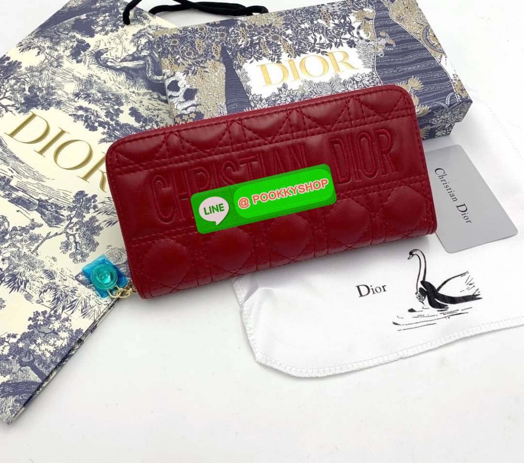 DIOR LONG WALLET 7.5” signature on the front compartments card slots patch pockets zipped pocket