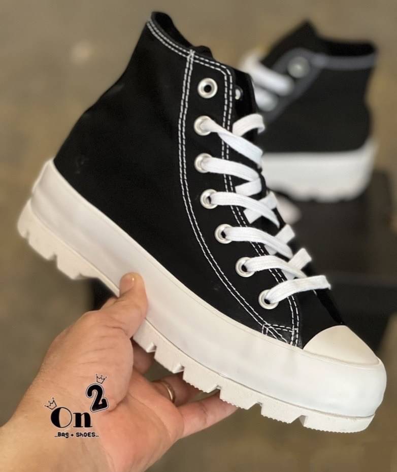 Converse รองเท้าผ้าใบเสริมส้น Converse ชนชอป แบบผูกเชือก งานชิคใส่เที่ยวใส่เรียนทรงสวยตามแบบแป๊ะ