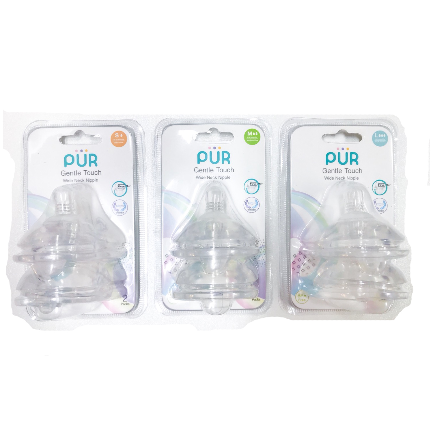 Pur จุกนม รุ่น Gentle touch คอกว้าง แพค 2 ชิ้น